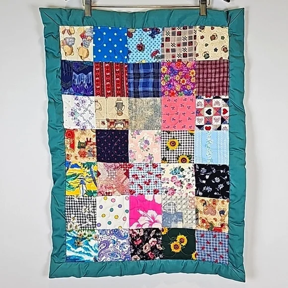 Quilted Patchwork Handmade Pillow Shams Pillowcases Set of 2 Ruffle Multi-Color - Picture 1 of 8